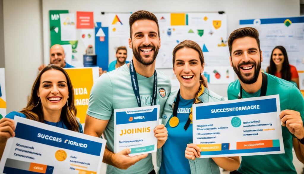 clientes satisfeitos com performance de sucesso